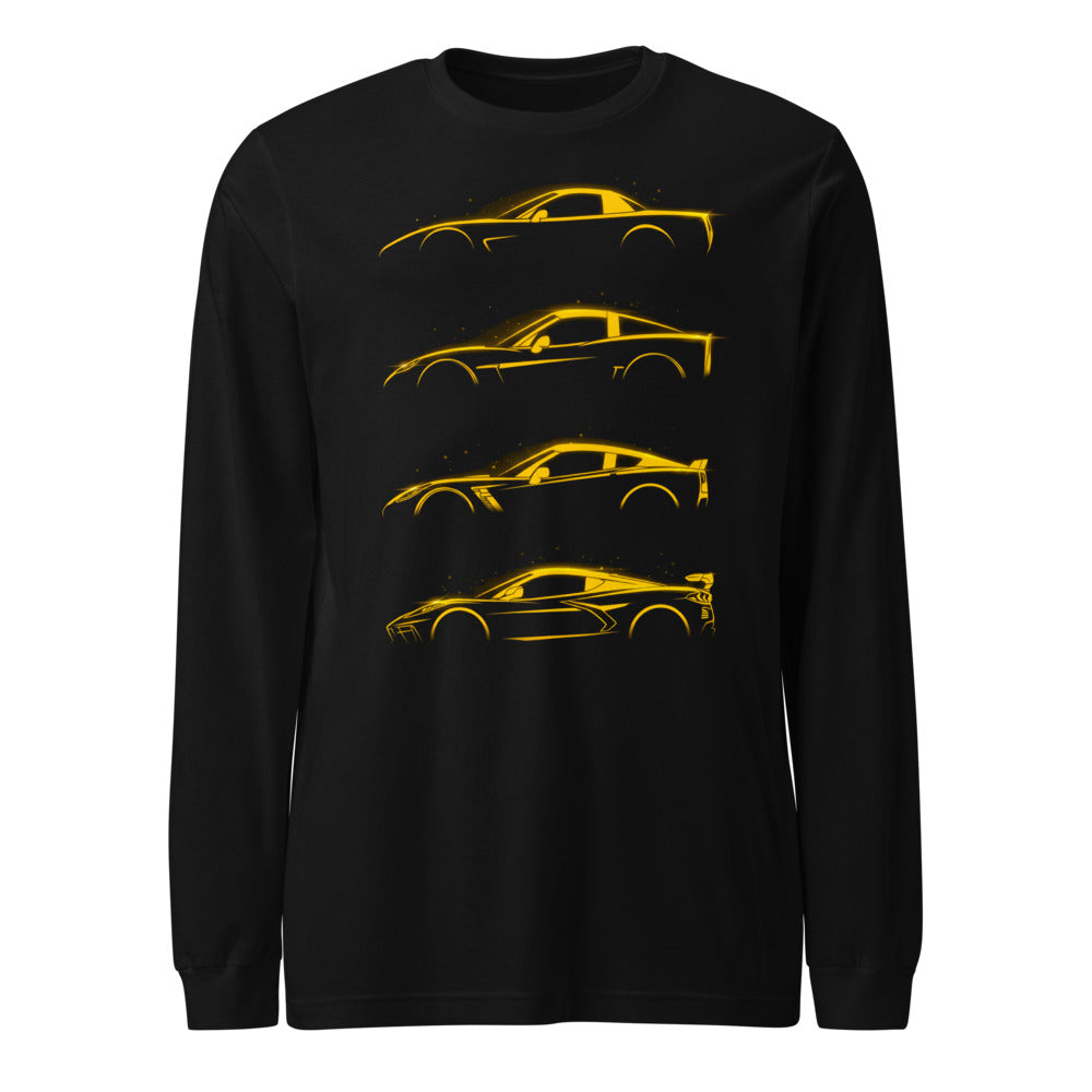 Manga Larga Neon Yellow Sports Car Evolution Silhouettes - Frente