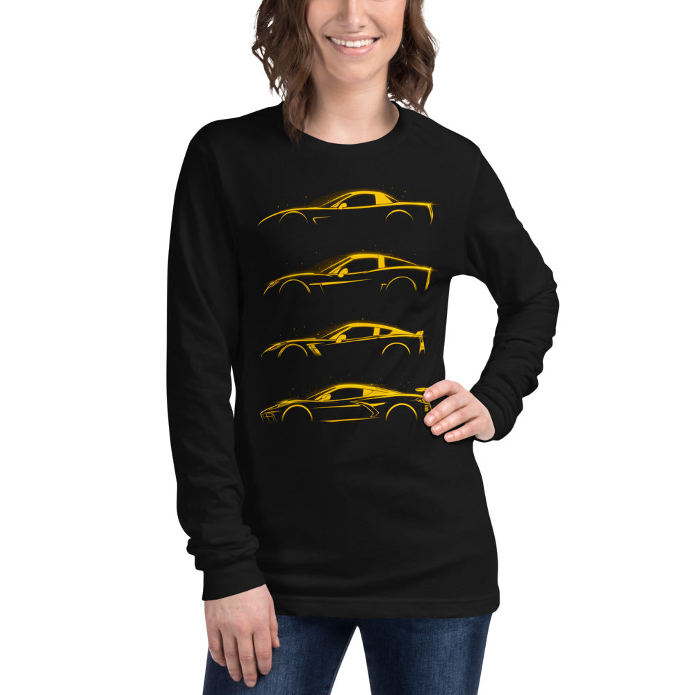 Manga Larga Neon Yellow Sports Car Evolution Silhouettes - Modelo femenina