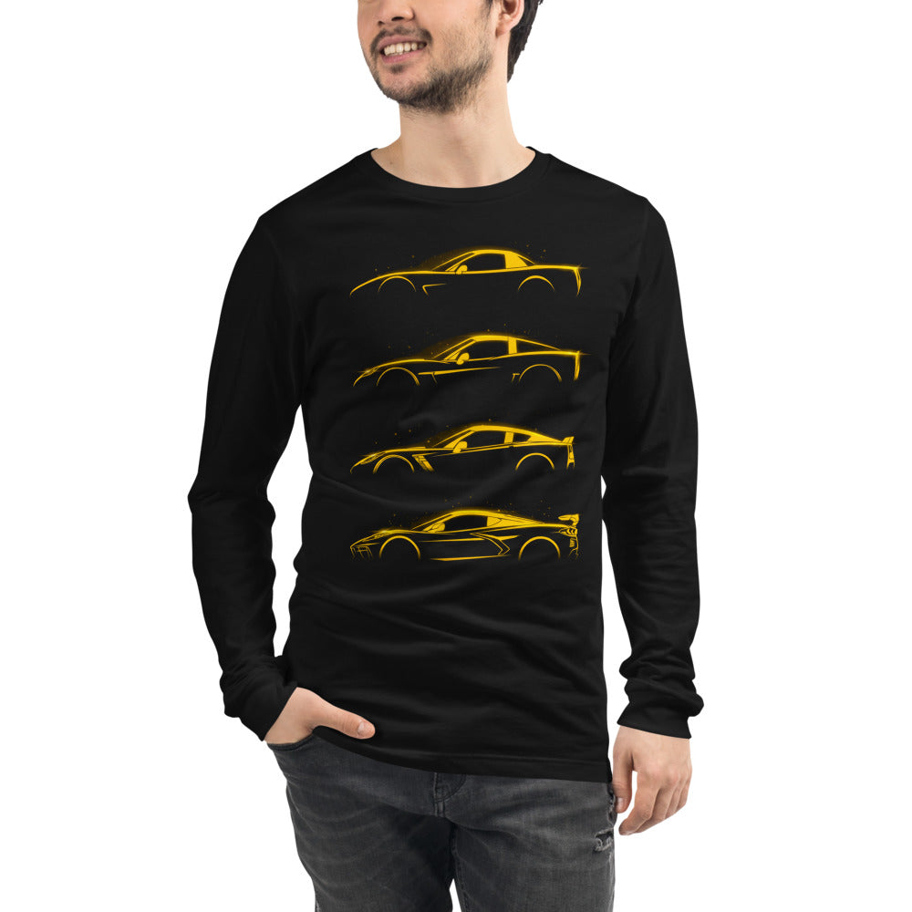 Manga Larga Neon Yellow Sports Car Evolution Silhouettes - Modelo masculino