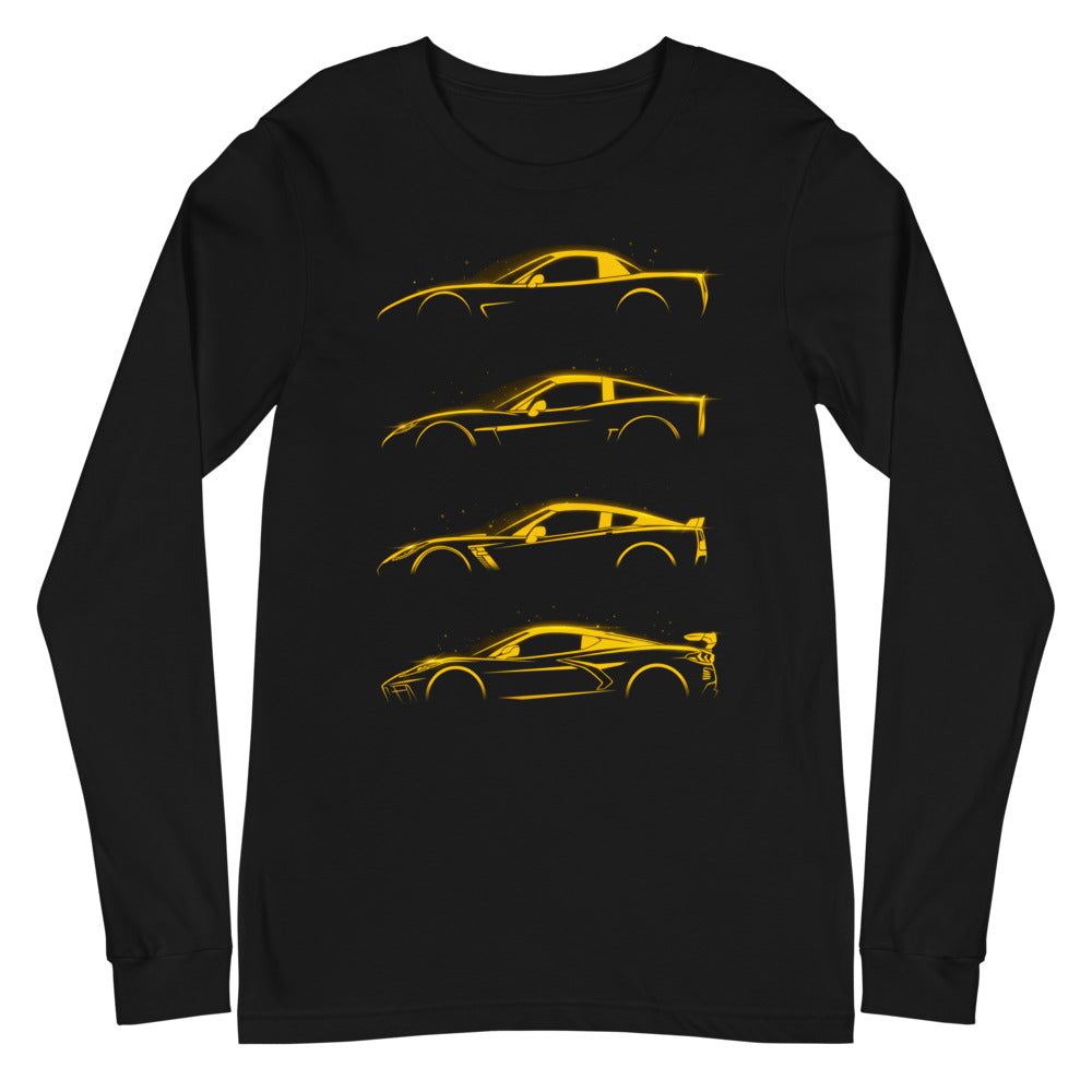 Manga Larga Neon Yellow Sports Car Evolution Silhouettes - Plano