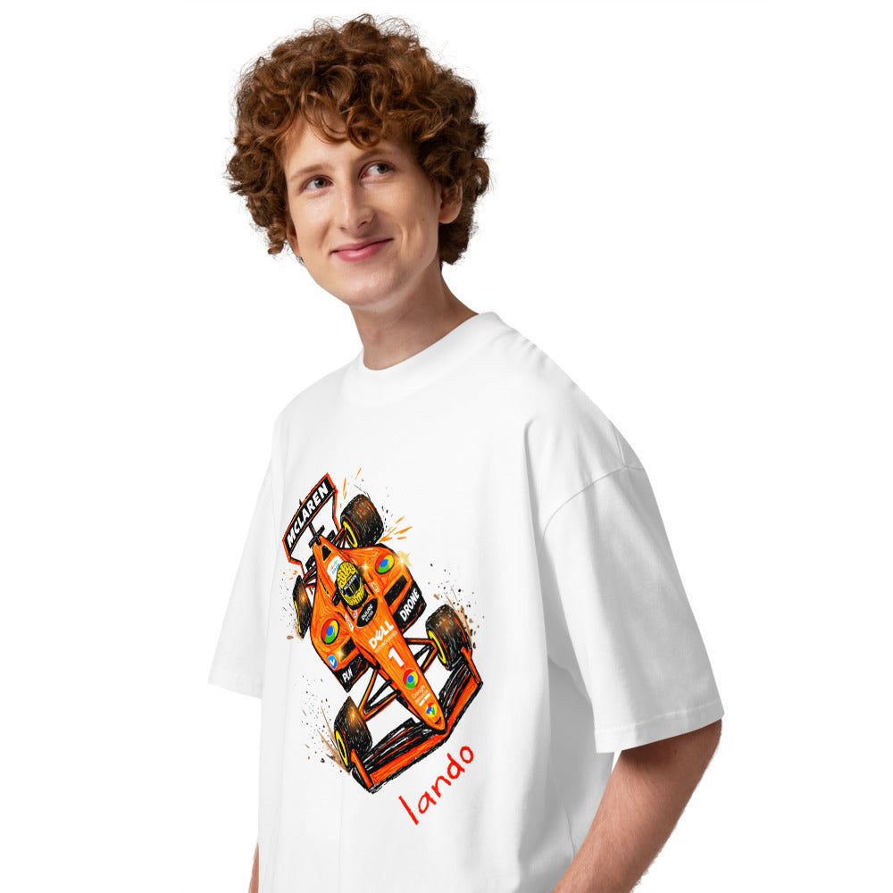 Oversize Lando McLaren F1 Orange Car Sketch - Modelo masculino lateral