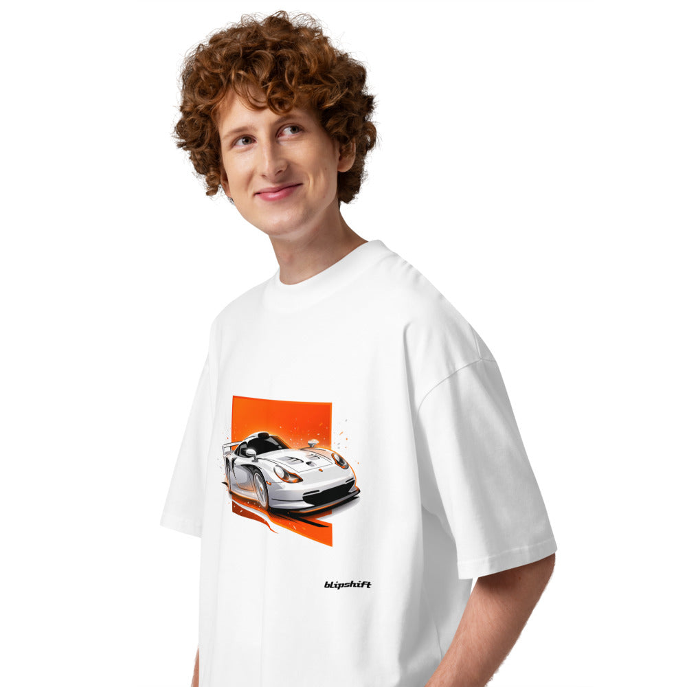 Oversize Porsche 911 GT1 White Orange Sparks - Modelo masculino lateral