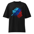 Oversize Neon Car Engine Cyan Blue Red Stripes - Frente fantasma