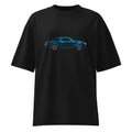 Oversize Neon Cyan 80s Coupe Red Taillight Glow - Frente fantasma