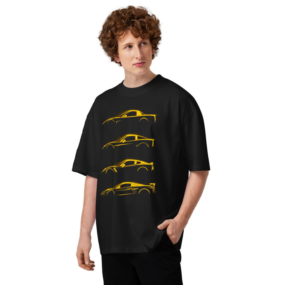 Oversize Neon Yellow Sports Car Evolution Silhouettes - Modelo masculino