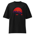 Oversize Synthwave Neon Cars Orange Sun Skyline - Frente fantasma