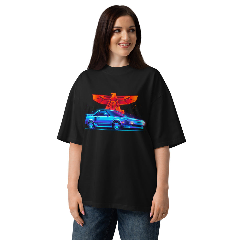 Oversize Toyota MR2 Synthwave Neon Eagle - Modelo femenina