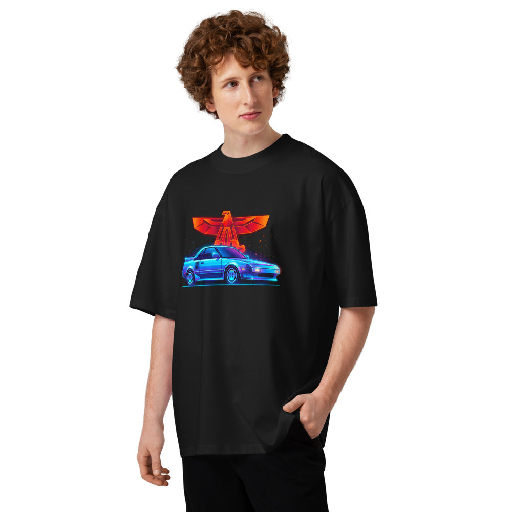 Oversize Toyota MR2 Synthwave Neon Eagle - Modelo masculino