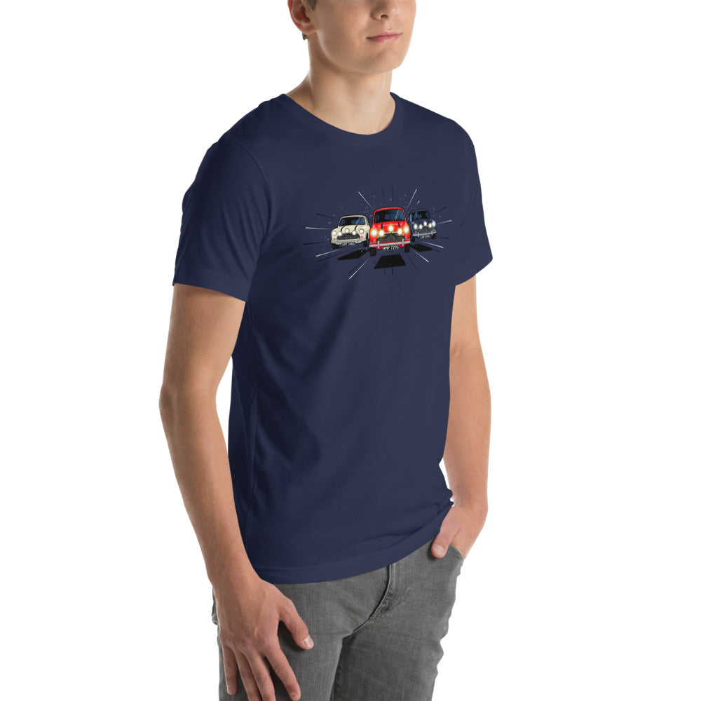 Playera Italian Job Mini Cooper Trio - Modelo masculino lateral