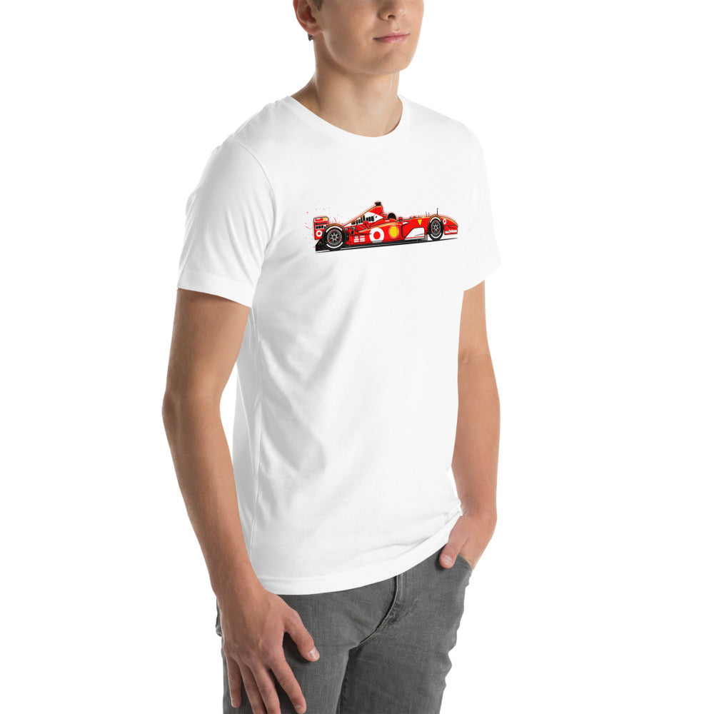 Playera Ferrari F1 Red Race Car Side Profile - Modelo masculino lateral