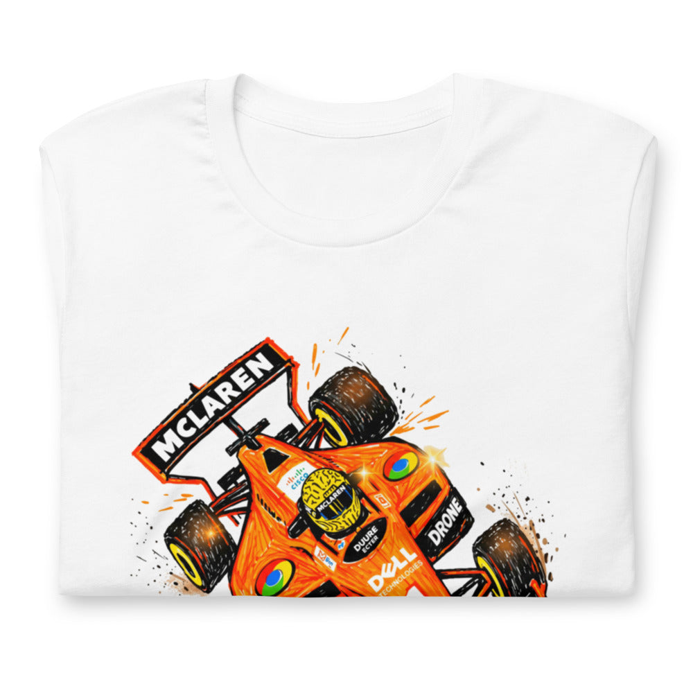 Playera Lando McLaren F1 Orange Car Sketch - Doblado