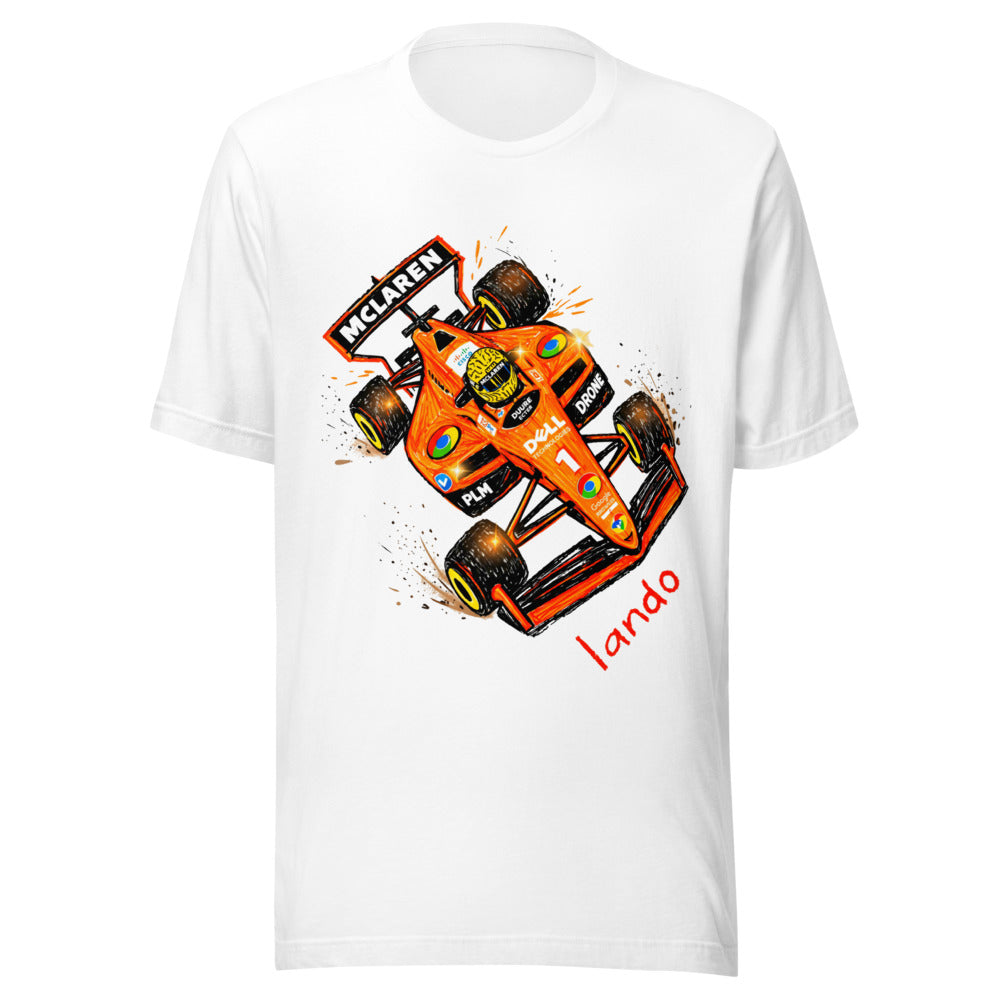 Playera Lando McLaren F1 Orange Car Sketch - Frente grande