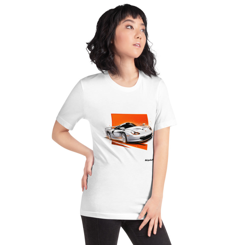 Playera Porsche 911 GT1 White Orange Sparks - Modelo femenina