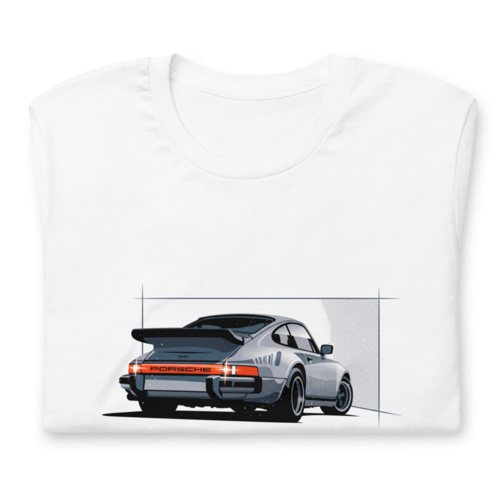Playera Porsche 911 Turbo Silver Rear View - Doblado