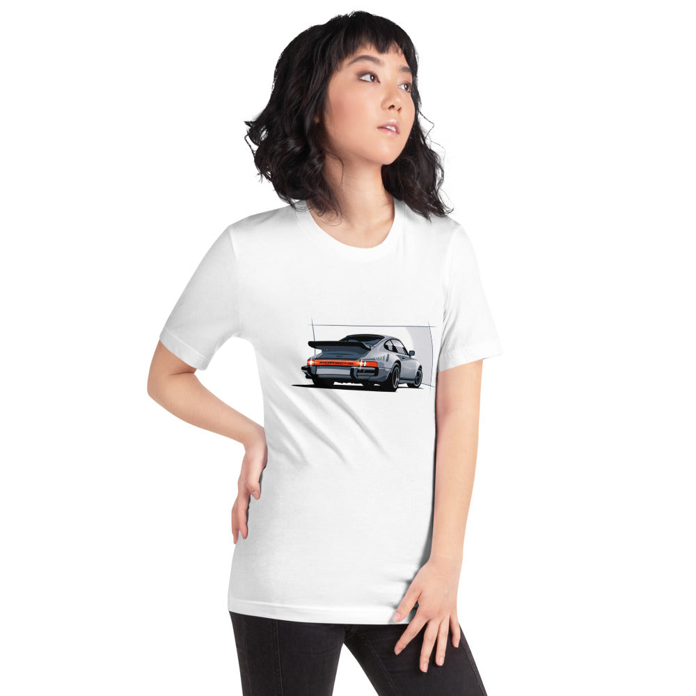 Playera Porsche 911 Turbo Silver Rear View - Modelo femenina