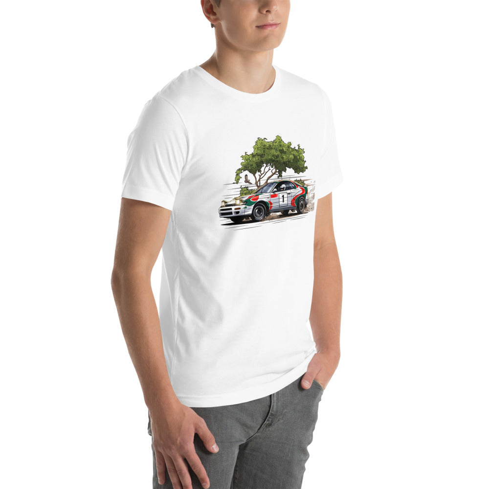 Playera Rally Car Number 1 Dirt Drift - Modelo masculino lateral
