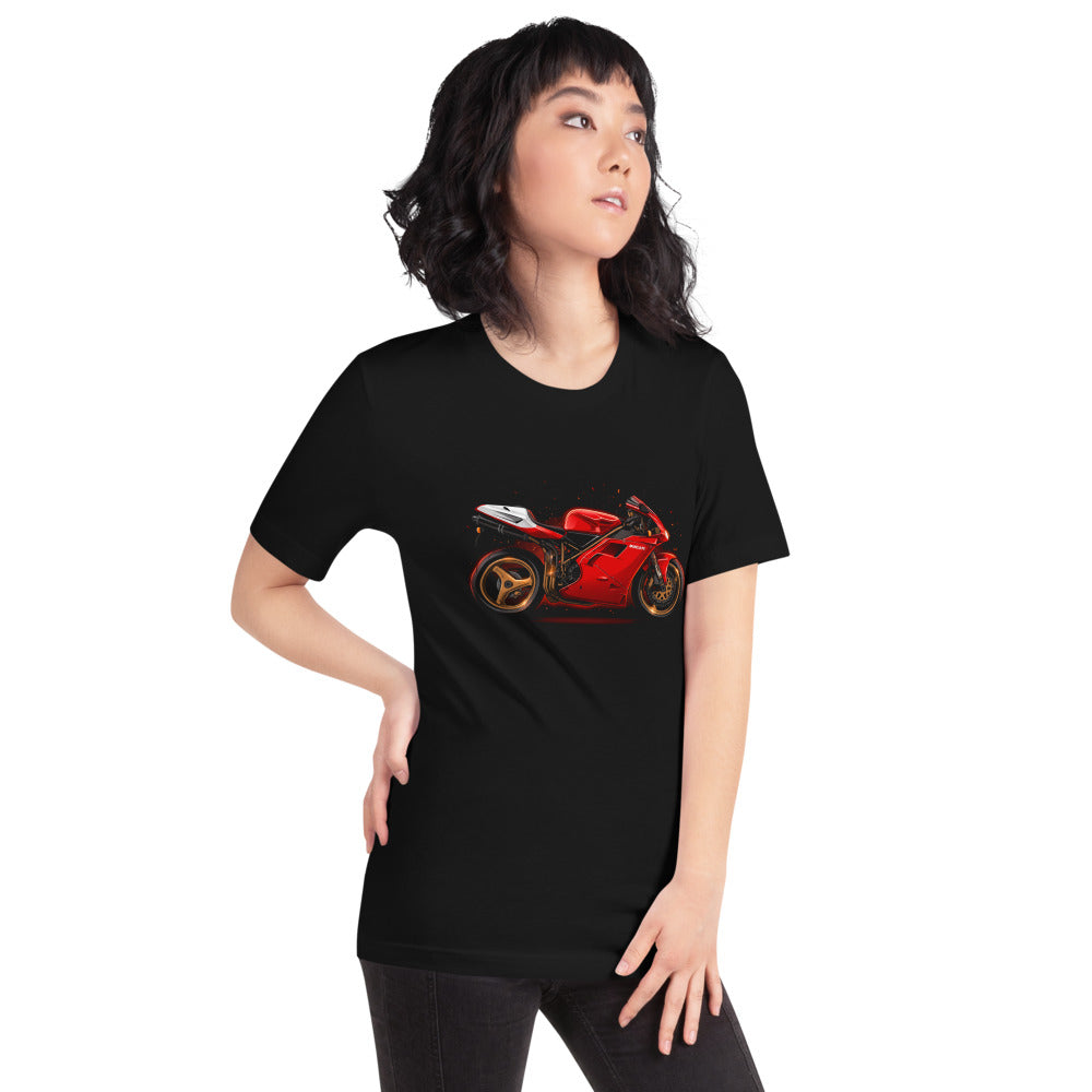 Playera Ducati Red Superbike Gold Wheels - Modelo femenina