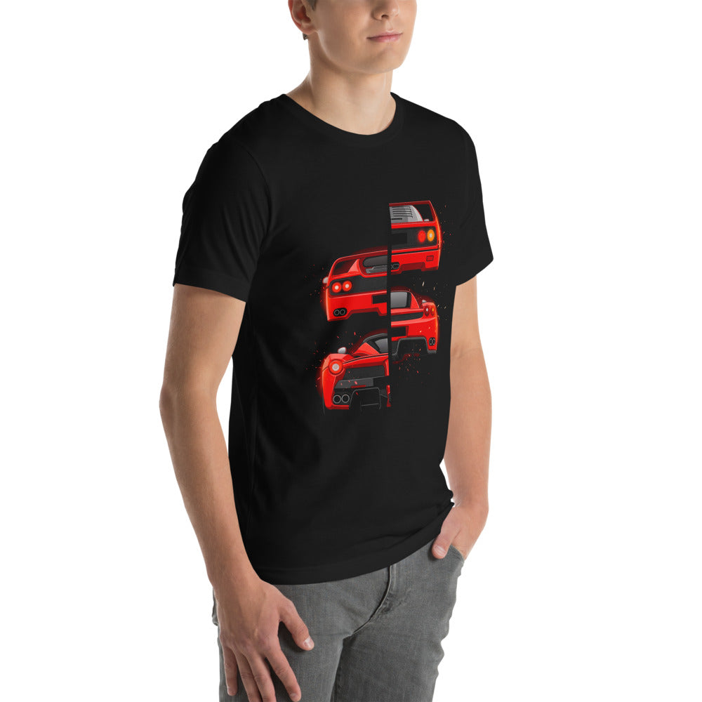 Playera Ferrari F40 F50 Enzo LaFerrari Rear Split - Modelo masculino lateral