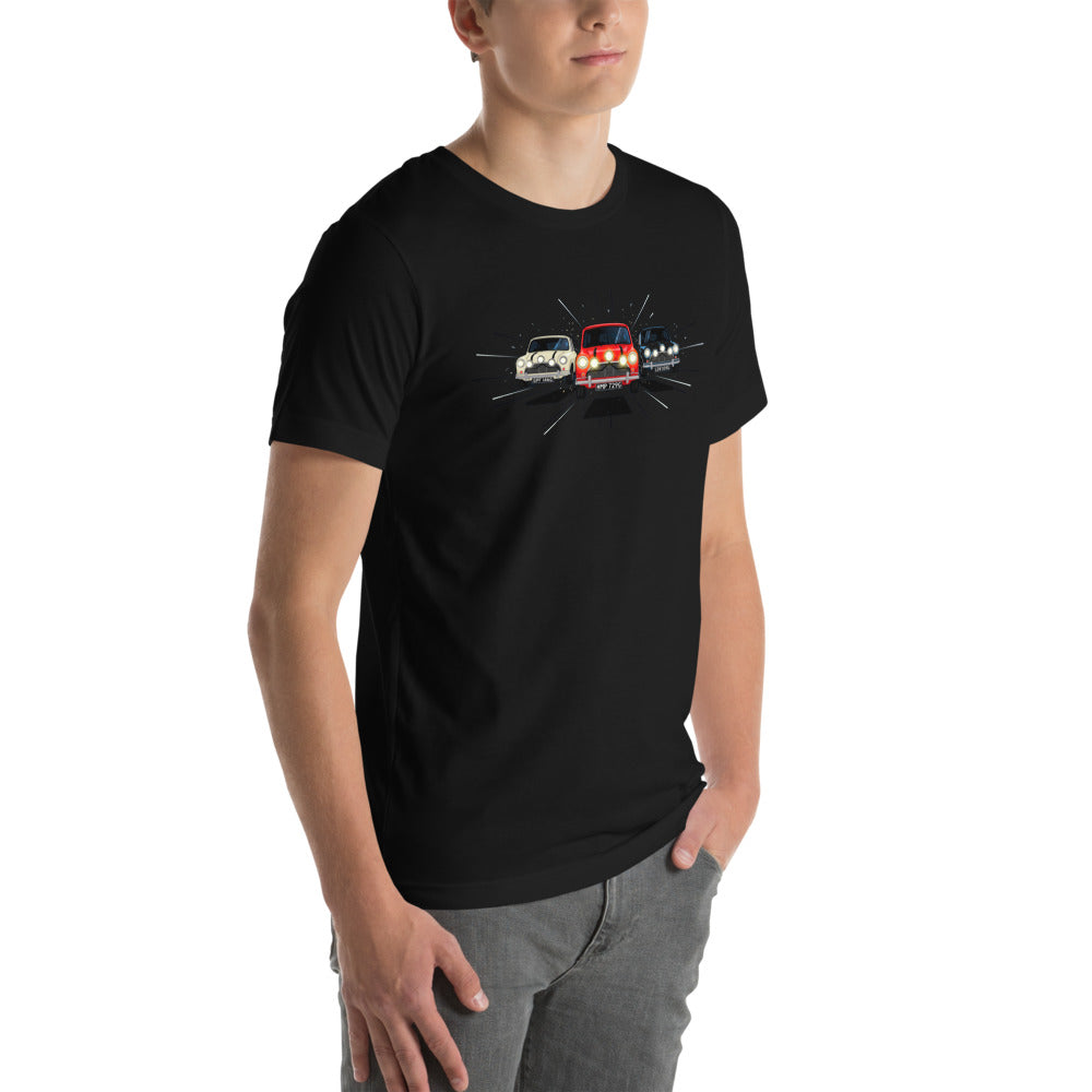 Playera Italian Job Mini Cooper Trio - Modelo masculino lateral