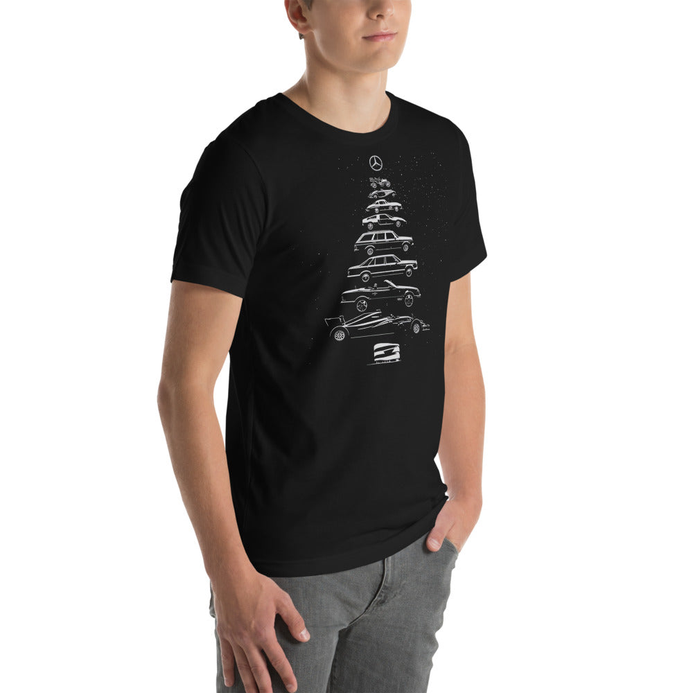 Playera Mercedes Christmas Tree - Modelo masculino lateral