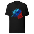 Playera Neon Car Engine Cyan Blue Red Stripes - Frente grande