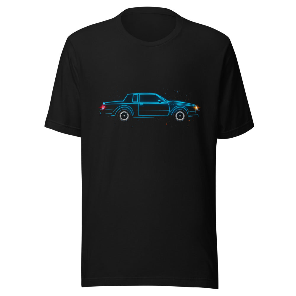 Playera Neon Cyan 80s Coupe Red Taillight Glow - Frente grande