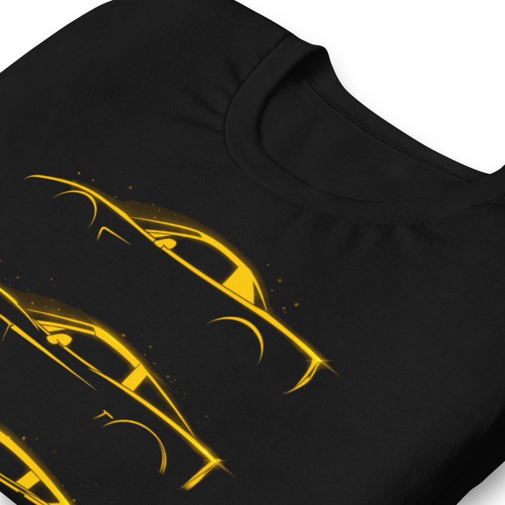 Playera Neon Yellow Sports Car Evolution Silhouettes - Doblado zoom