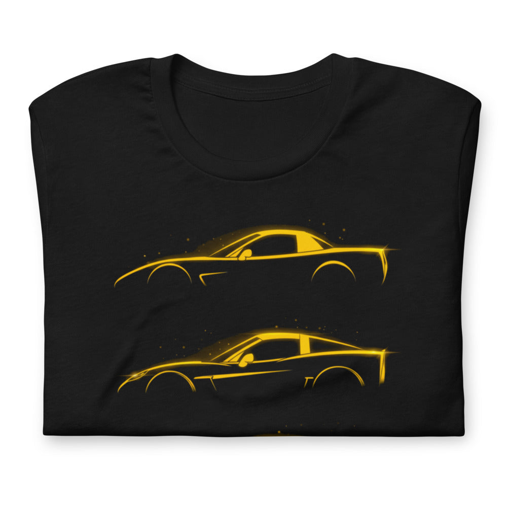 Playera Neon Yellow Sports Car Evolution Silhouettes - Doblado