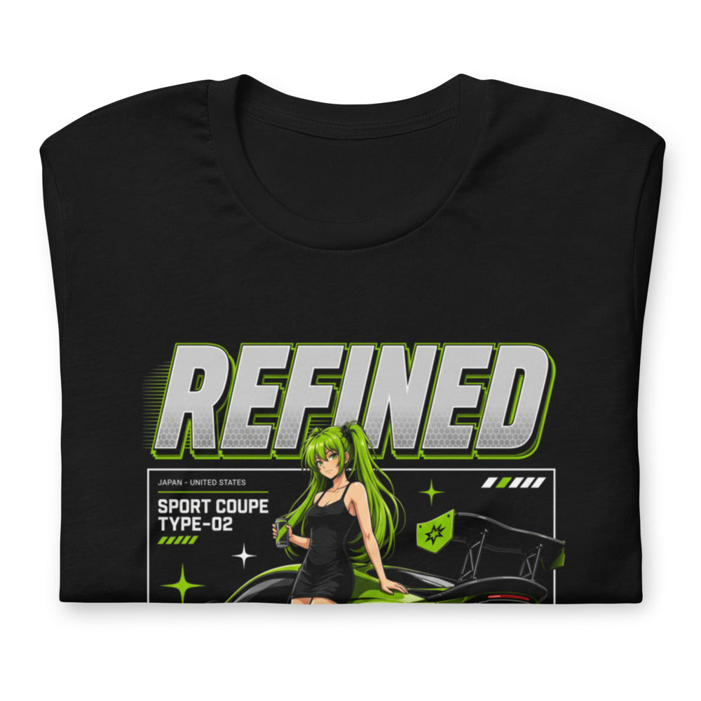 Playera Refined Green Widebody Coupe Anime Girl - Doblado
