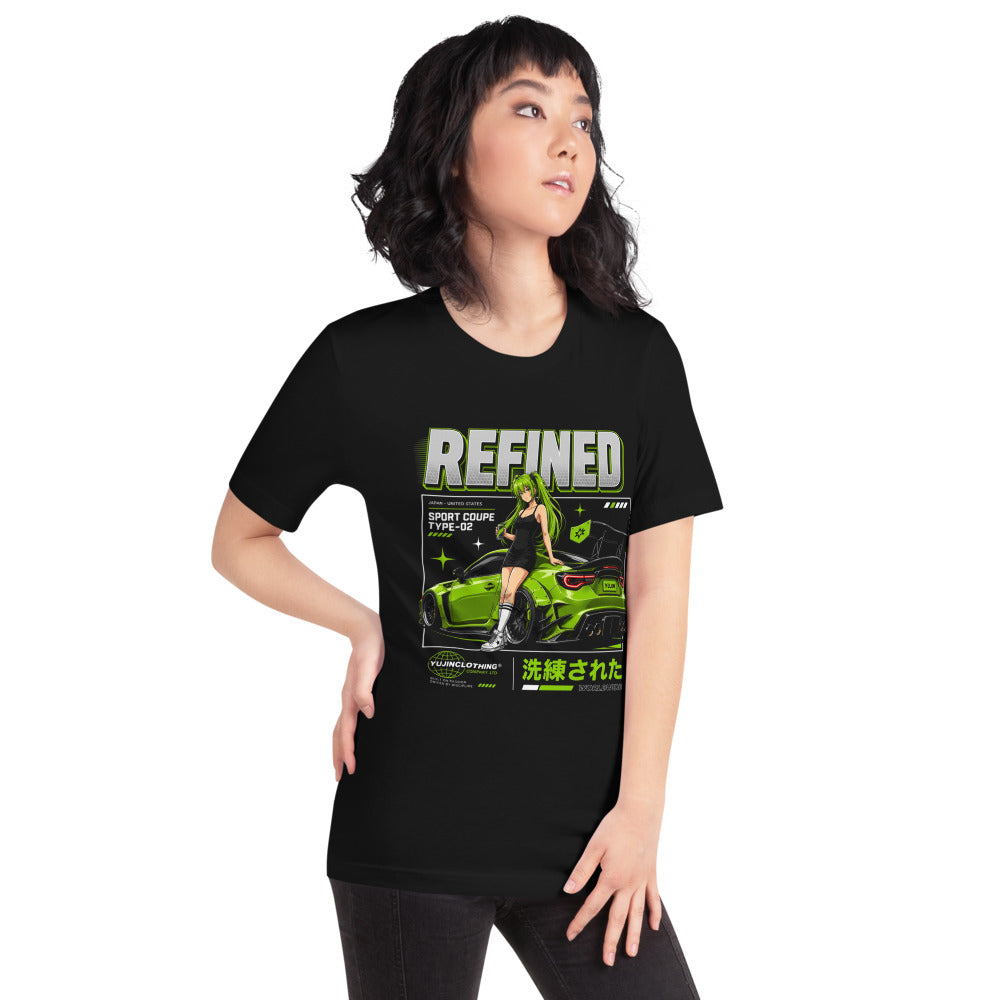 Playera Refined Green Widebody Coupe Anime Girl - Modelo femenina