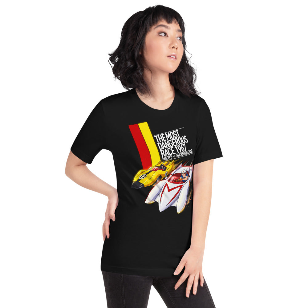 Playera Speed Racer Mach 5 Vs Shooting Star - Modelo femenina