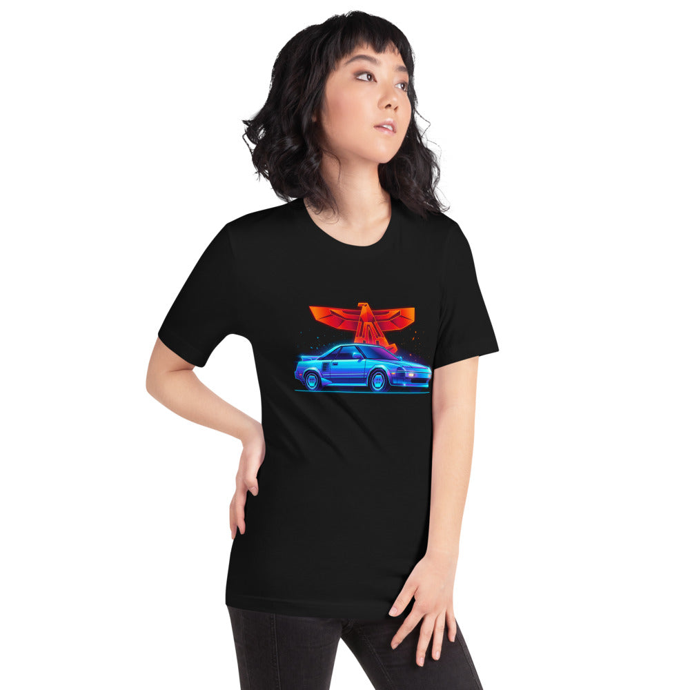 Playera Toyota MR2 Synthwave Neon Eagle - Modelo femenina