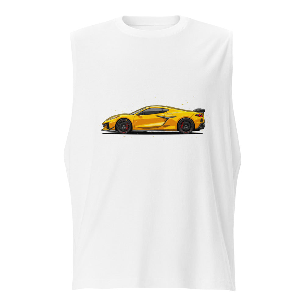 Sin Mangas Corvette C8 Yellow Red Calipers - Frente
