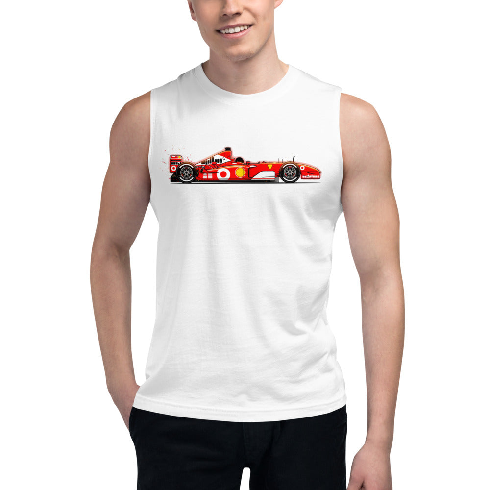 Sin Mangas Ferrari F1 Red Race Car Side Profile - Modelo masculino