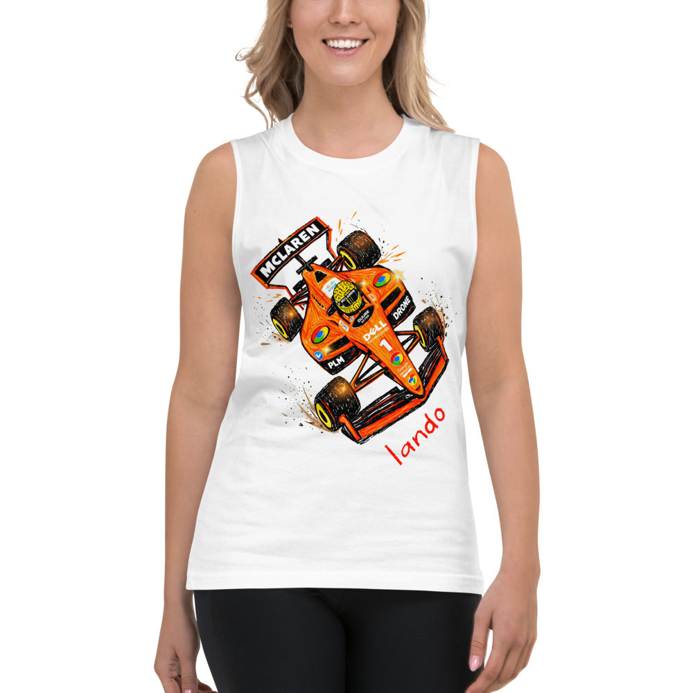Sin Mangas Lando McLaren F1 Orange Car Sketch - Modelo femenina