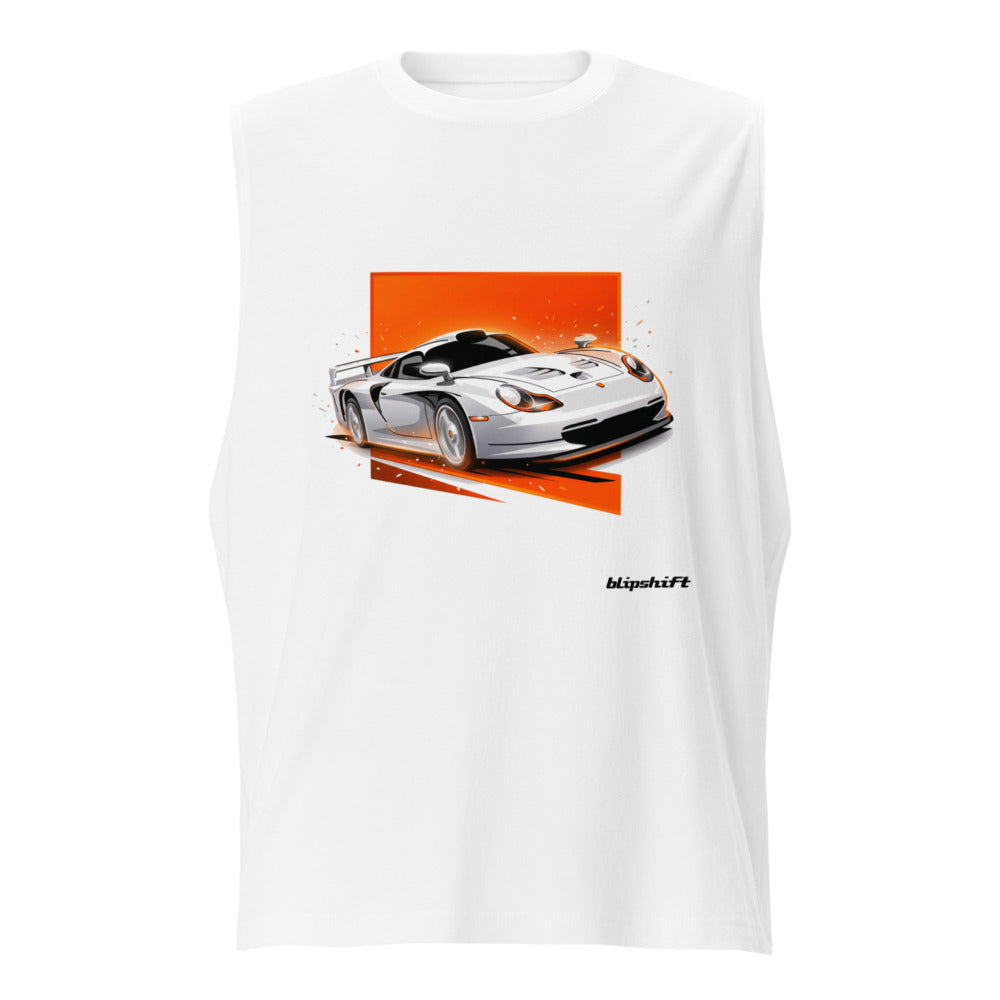 Sin Mangas Porsche 911 GT1 White Orange Sparks - Frente