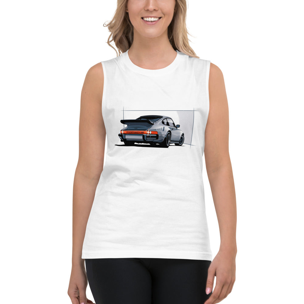Sin Mangas Porsche 911 Turbo Silver Rear View - Modelo femenina