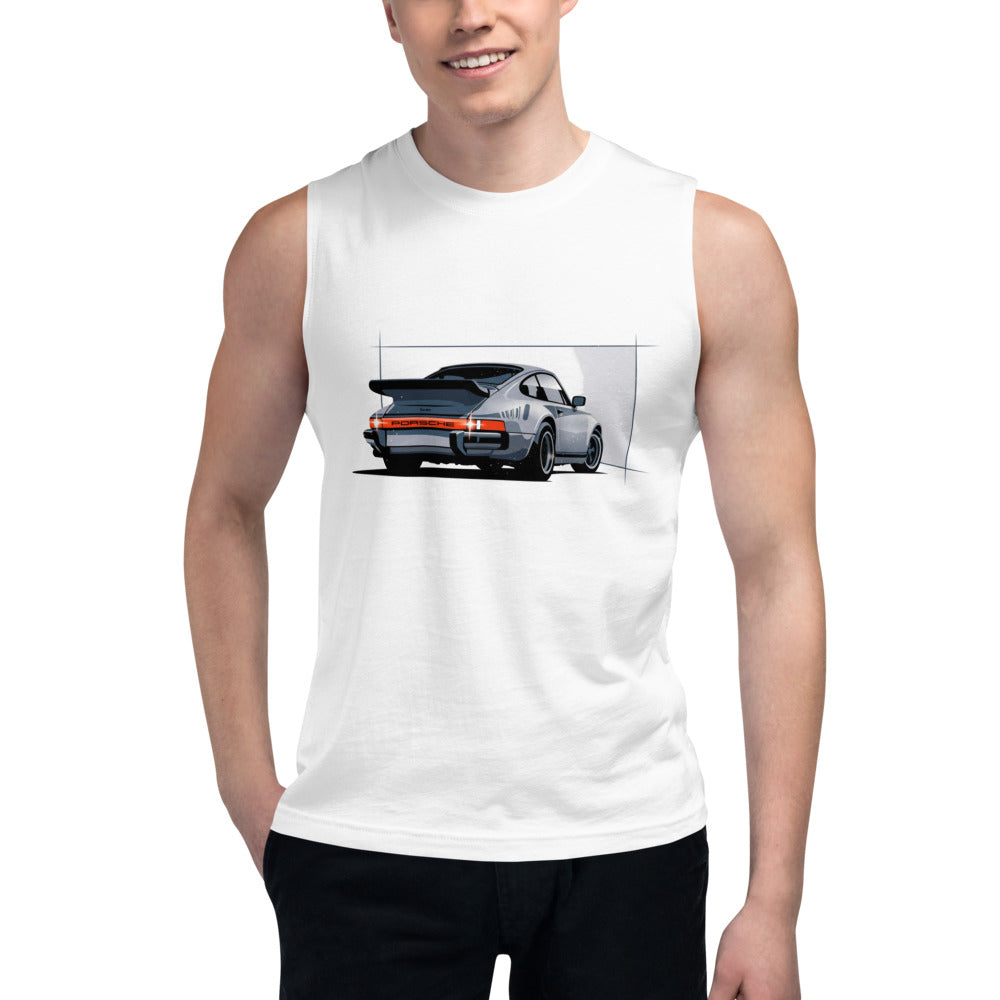 Sin Mangas Porsche 911 Turbo Silver Rear View - Modelo masculino