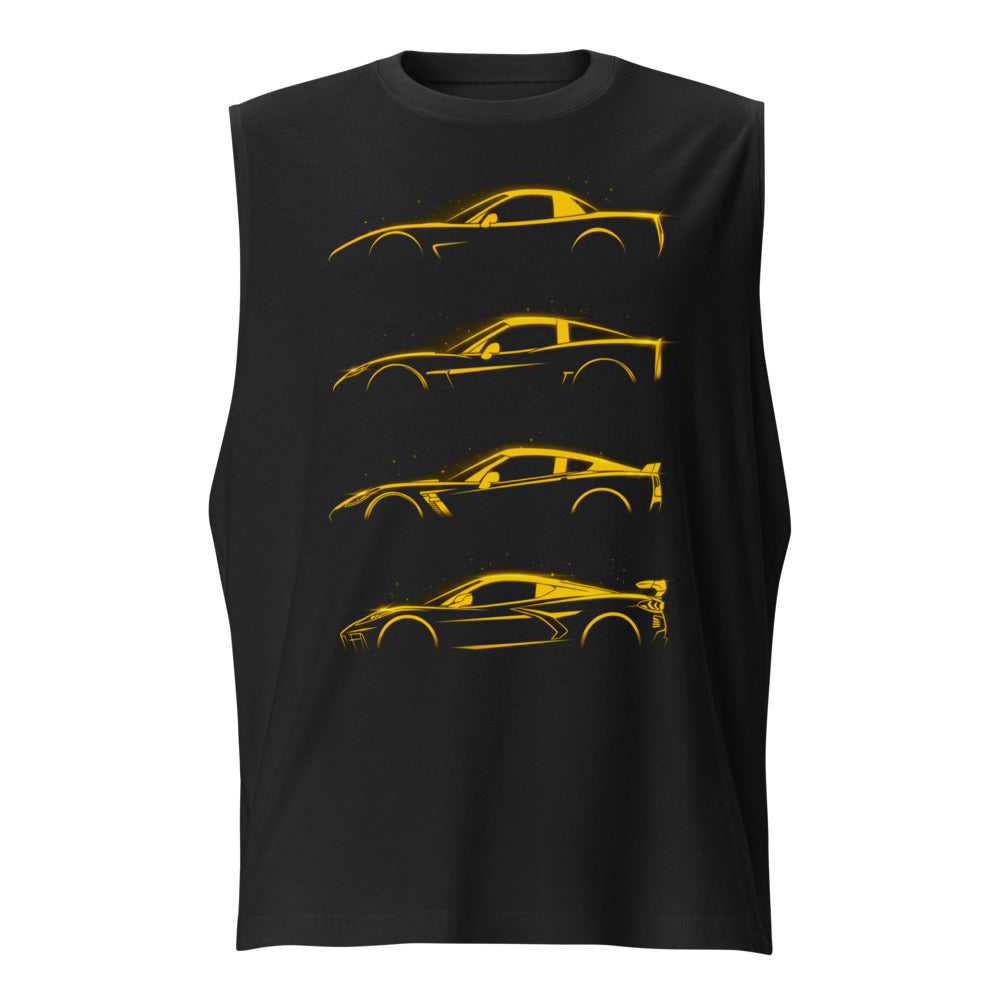 Sin Mangas Neon Yellow Sports Car Evolution Silhouettes - Frente