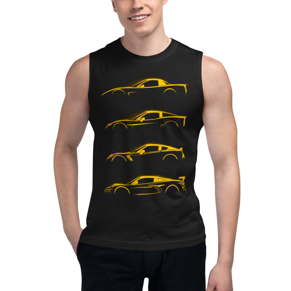 Sin Mangas Neon Yellow Sports Car Evolution Silhouettes - Modelo masculino