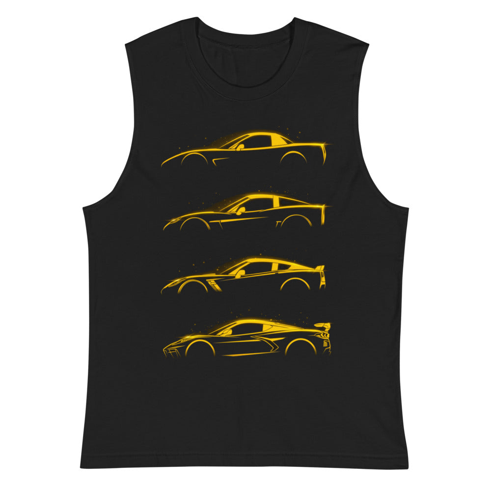 Sin Mangas Neon Yellow Sports Car Evolution Silhouettes - Plano