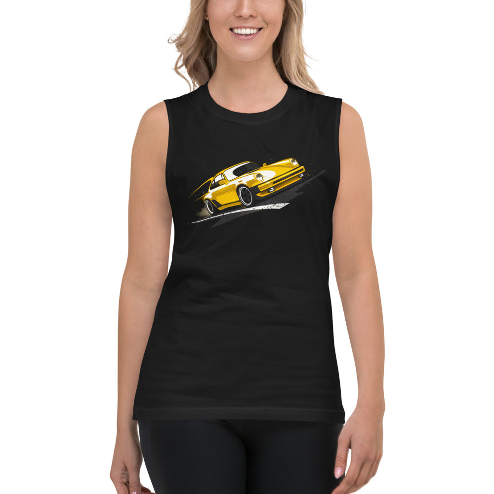 Sin Mangas Porsche 911 Yellow Classic Road Streak - Modelo femenina