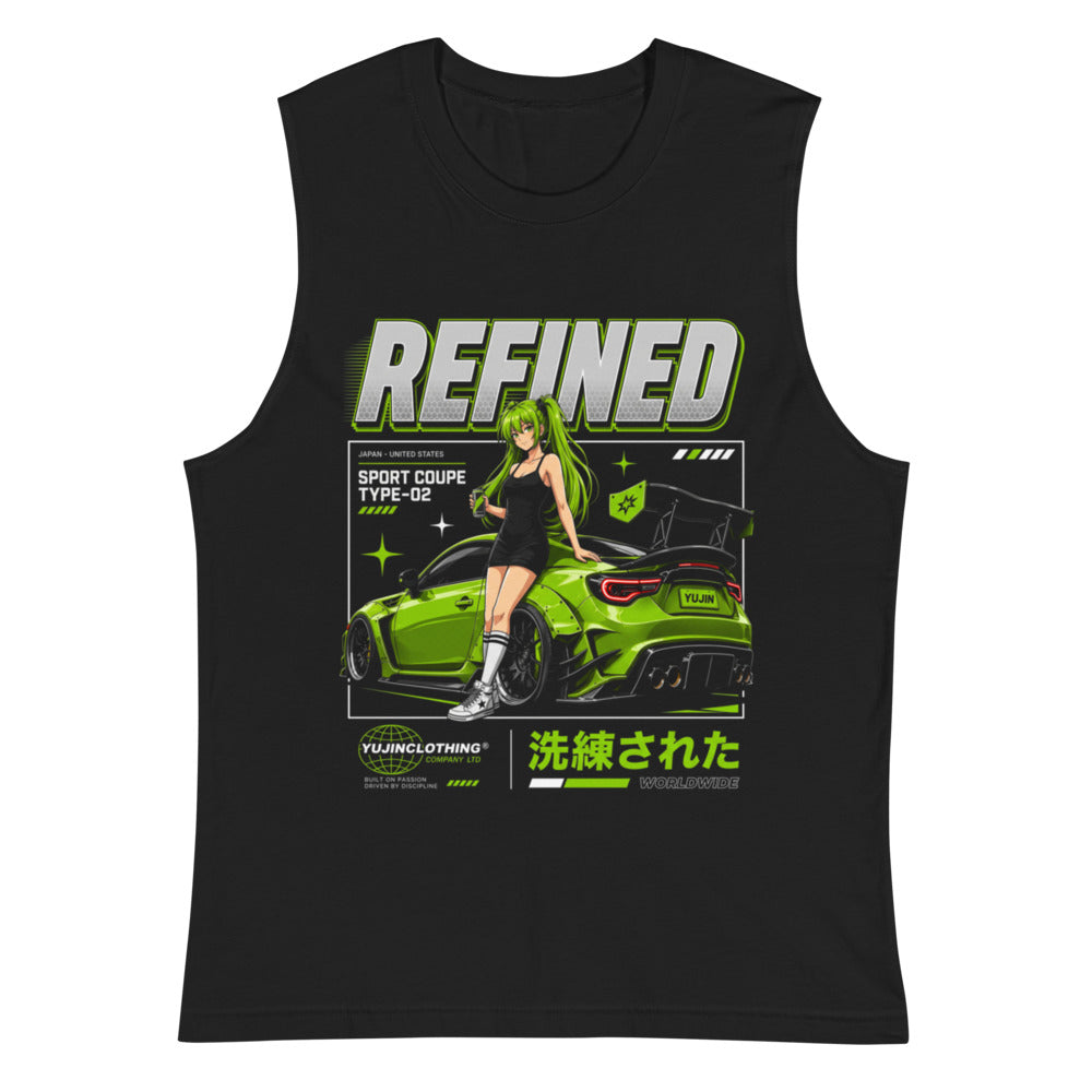 Sin Mangas Refined Green Widebody Coupe Anime Girl - Plano