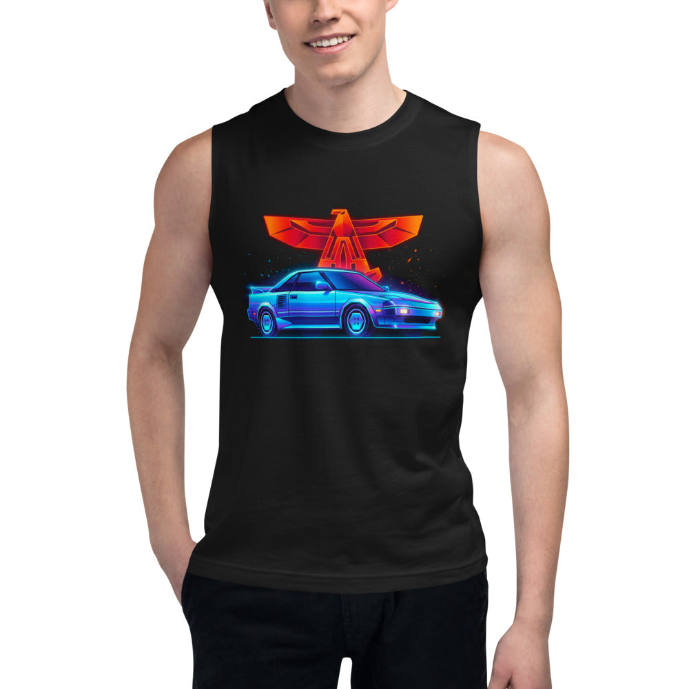 Sin Mangas Toyota MR2 Synthwave Neon Eagle - Modelo masculino