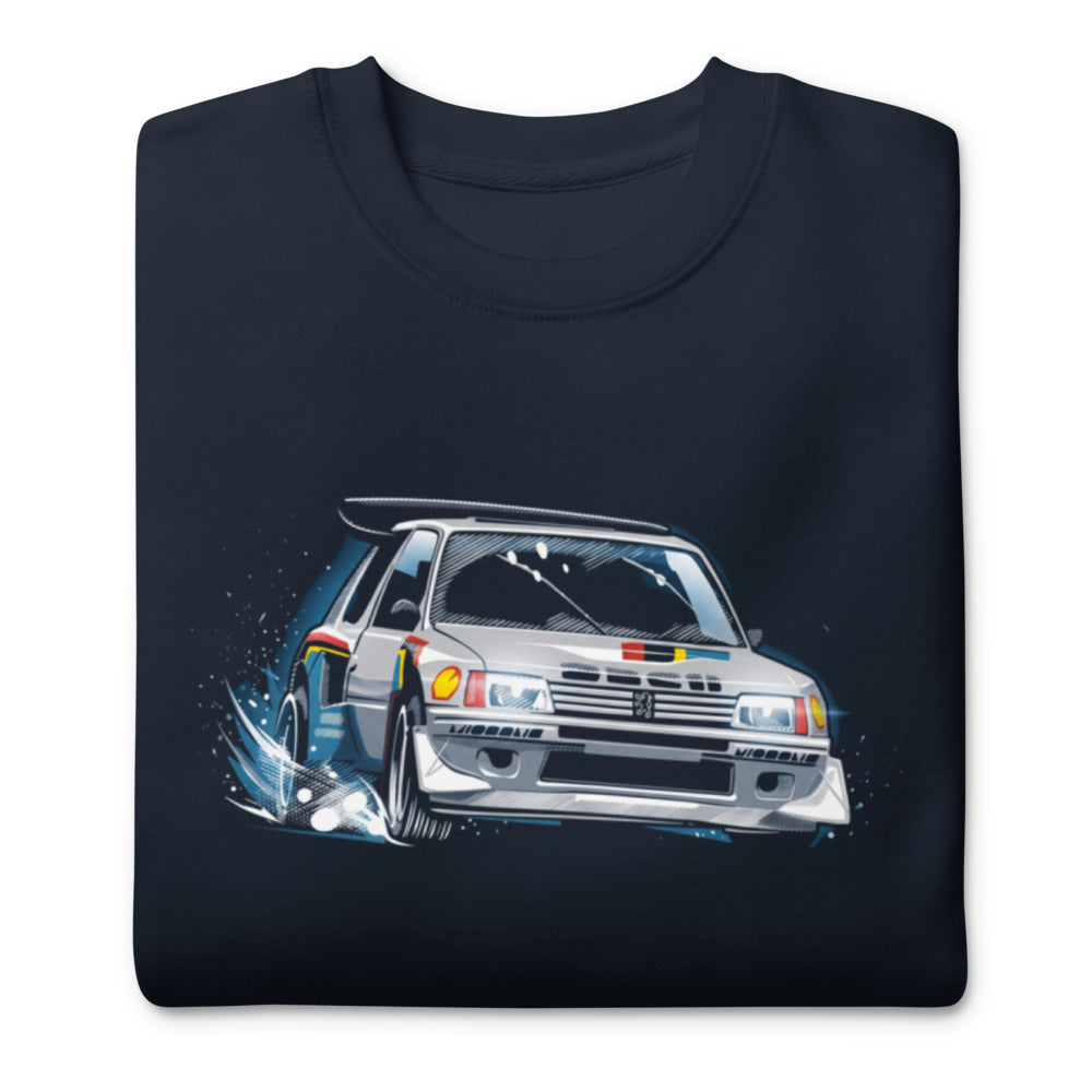 Suéter Peugeot 205 Turbo 16 Rally Snow Drift - Doblado