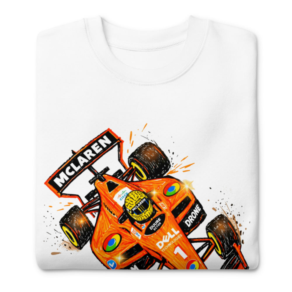 Suéter Lando McLaren F1 Orange Car Sketch - Doblado