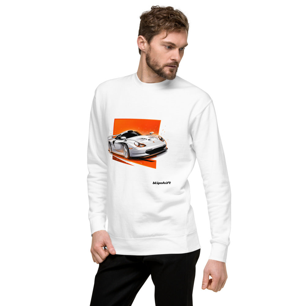 Suéter Porsche 911 GT1 White Orange Sparks - Lateral izquierdo