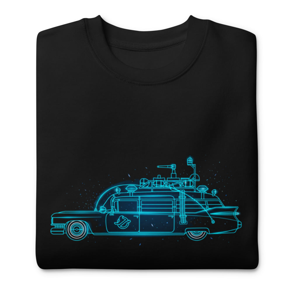 Suéter Ghostbusters Ecto-1 Neon Cyan Outline - Doblado