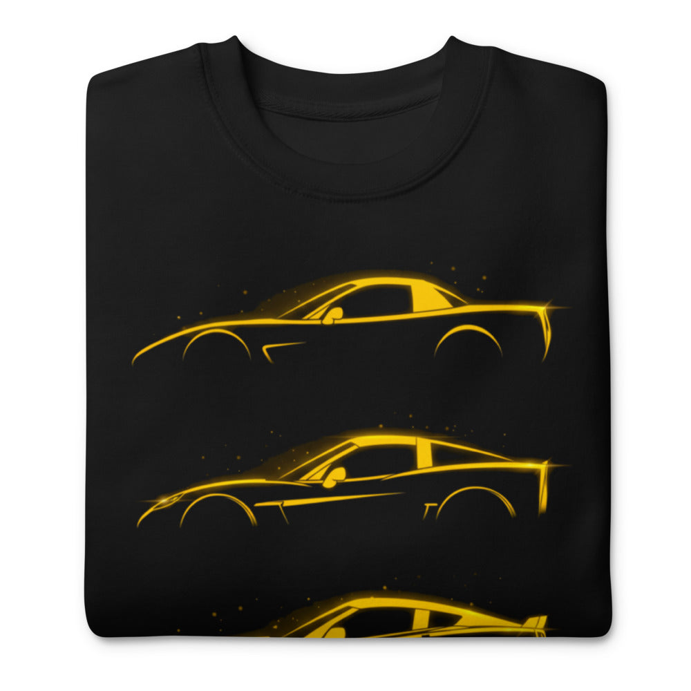 Suéter Neon Yellow Sports Car Evolution Silhouettes - Doblado