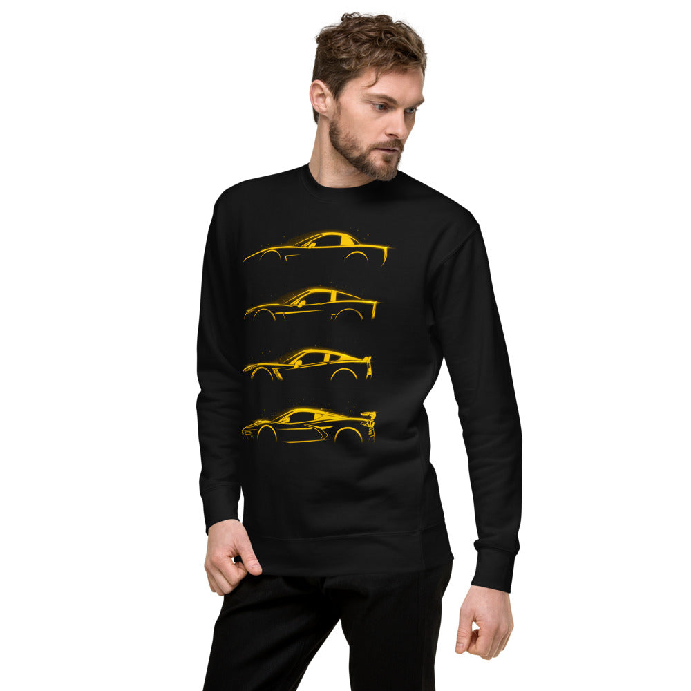 Suéter Neon Yellow Sports Car Evolution Silhouettes - Lateral izquierdo